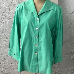 Foxcroft Teal Button-Down Shirt 18